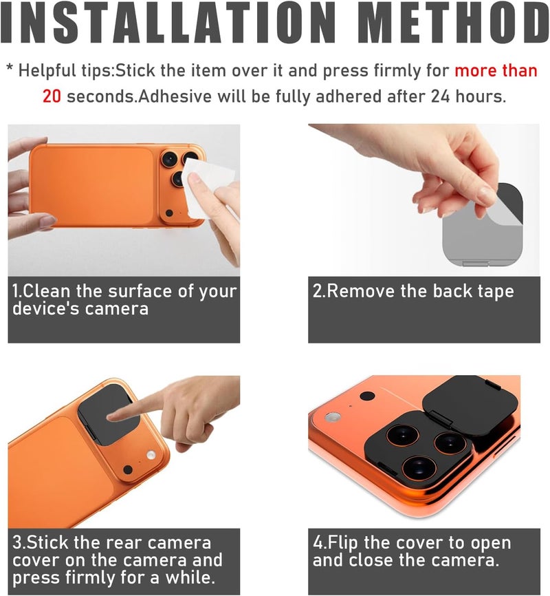 EYSOFT Camera Lens Cover Compatible for iPhone 17 Pro/ 17 Pro Max,Camera Lens Protector to Protect Privacy and Security,Strong Adhesive Black-2 Pack - Image 2